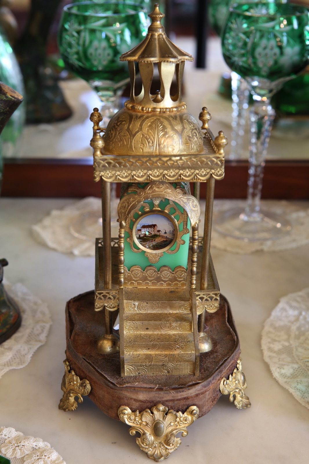 Antique collection display at The Towers
